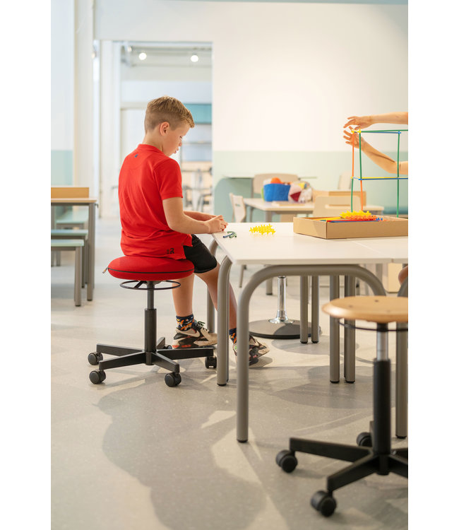 Beta Stoelen Circle -  Ergonomische werkkruk - Zit sta kruk - Blazer Oranje - Wielen - Gepolijst Aluminium Voetplaat