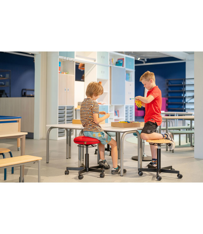 Beta Stoelen Circle -  Ergonomische werkkruk - Zit sta kruk - Blazer Blauw - Wielen - Gepolijst Aluminium Voetplaat