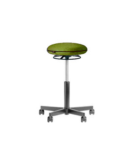 Be by Beta Stoelen Ergonomische kruk op wielen Be Circle - Blazer Groen - Zwart voetplaat