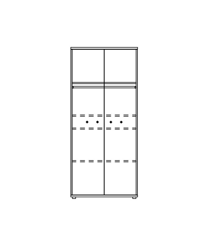 BEUK Kledingkast 2 Deurs - 187 x 83 x 54cm - Donker Grijs Hout - Bavel (Nederlands Product)