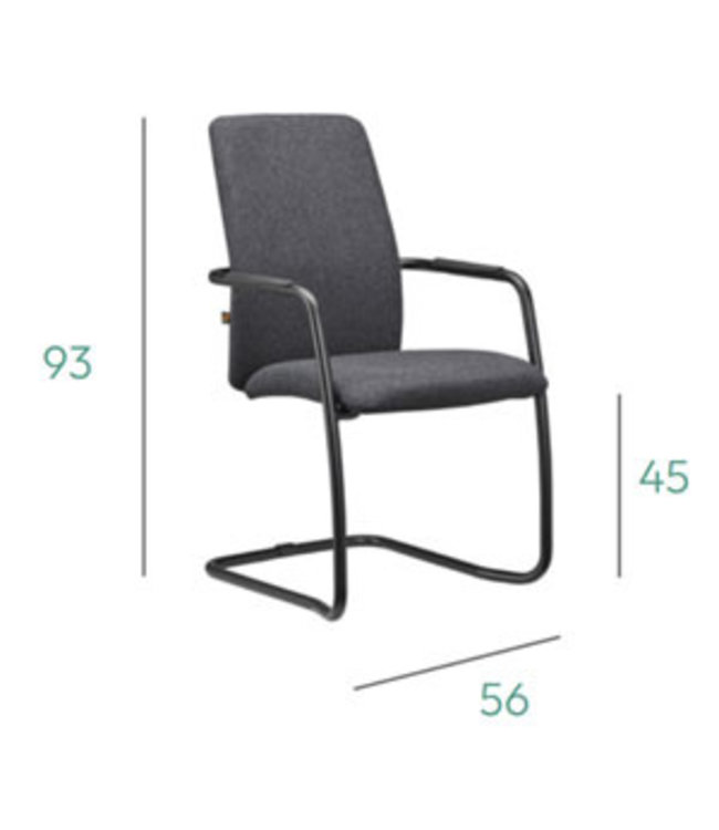 Beta Stoelen Be10 - Licht Grijs Vergaderstoel - Stapelbaar - Zwart Frame (Nederlands Product - BUUR Collectie)