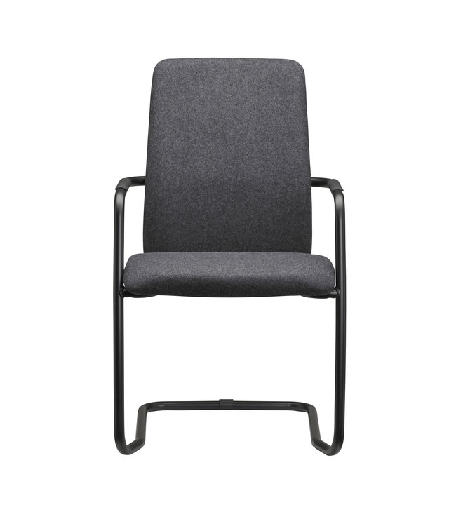 Beta Stoelen Be10 - Licht Grijs Vergaderstoel - Stapelbaar - Zwart Frame (Nederlands Product - BUUR Collectie)