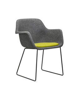 VEPA Felt - PET Stoel Antraciet - Zwart Frame - 100% recycle plastic en staal - Zitting Groen (Nederlands Product)