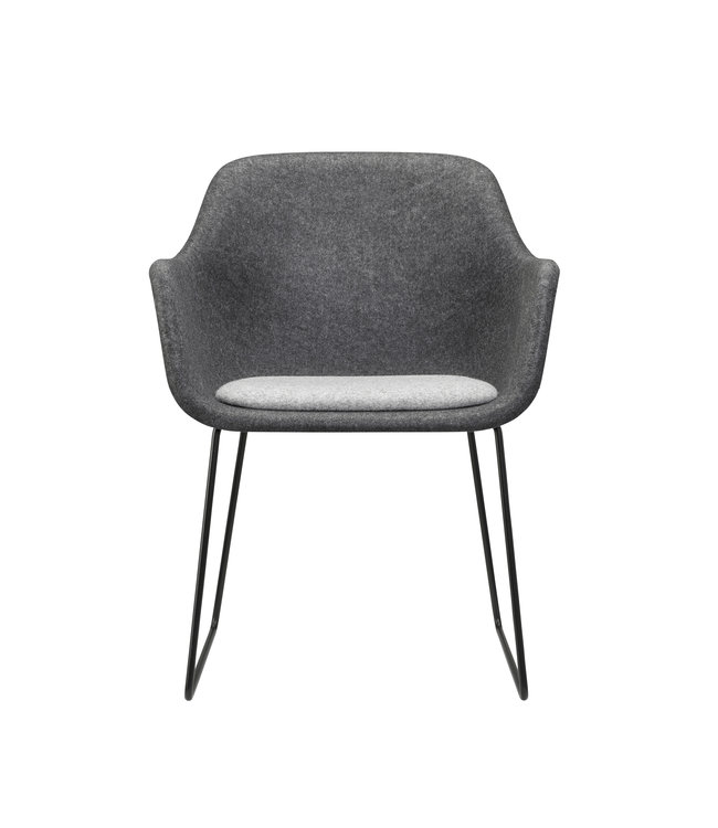 VEPA Felt - PET Stoel Antraciet - Zwart Frame - 100% recycle plastic en staal - Zitting Grijs (Nederlands Product - BUUR Collectie)