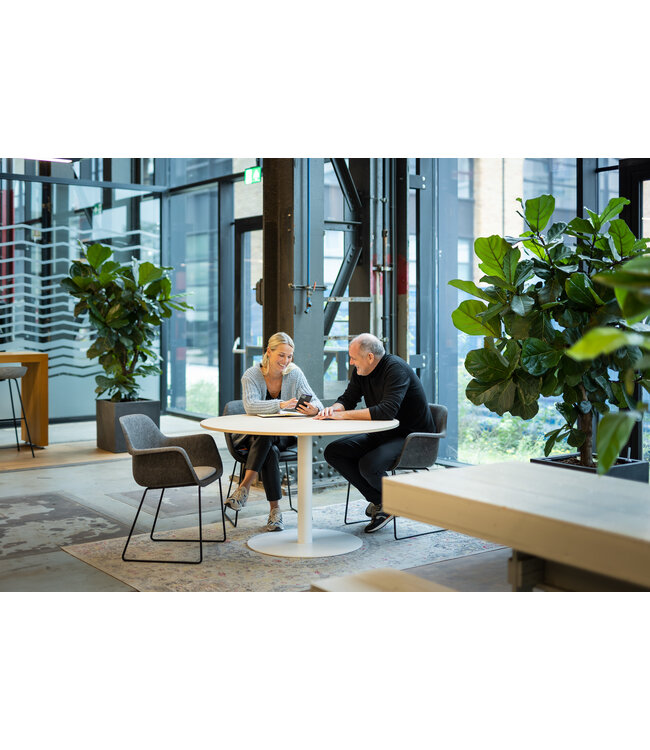 VEPA Felt - PET Stoel Antraciet - Zwart Frame - 100% recycle plastic en staal - Zitting Grijs (Nederlands Product - BUUR Collectie)