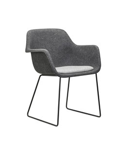 VEPA Felt - PET Stoel Antraciet - Zwart Frame - 100% recycle plastic en staal - Zitting Grijs (Nederlands Product)