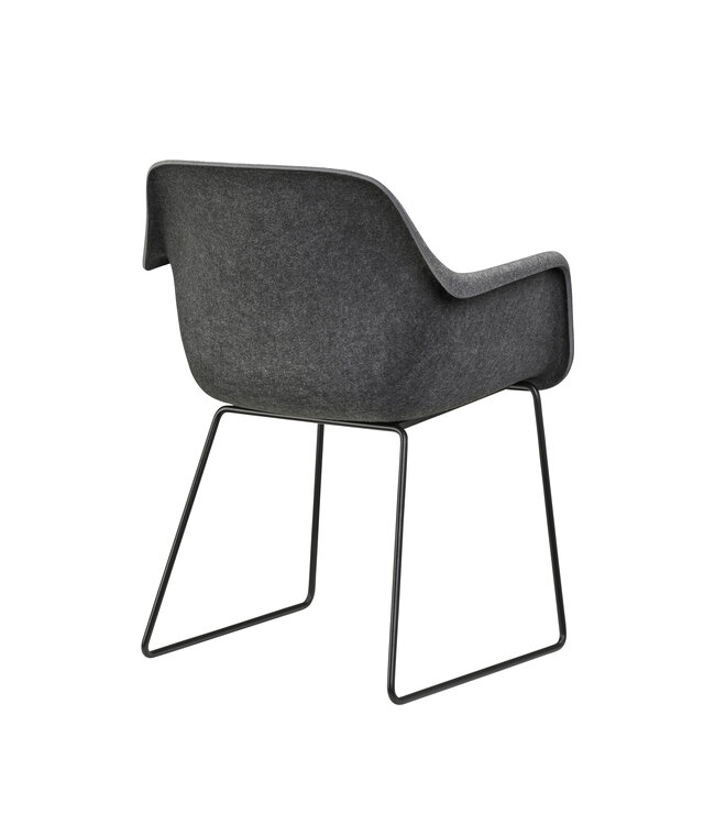 VEPA Felt - PET Stoel Antraciet - Zwart Frame - 100% recycle plastic en staal - Zitting Grijs (Nederlands Product - BUUR Collectie)
