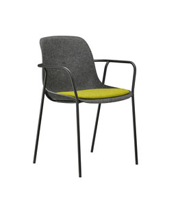 VEPA Felt Fine - PET Stoel Antraciet - Zwart Frame - 100% recycle plastic en staal - Zitting Groen - Met Armleggers (Nederlands Product)