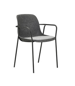 VEPA Felt Fine - PET Stoel Antraciet - Zwart Frame - 100% recycle plastic en staal - Zitting Grijs - Met Armleggers (Nederlands Product)