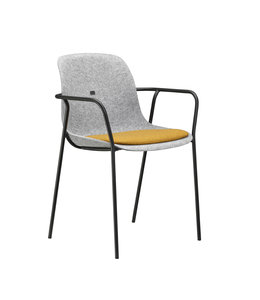 VEPA Vergaderstoel Felt Fine - Zitting Geel | Oranje - Lichtgrijs - Zwart frame - Met armleggers