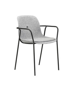 VEPA Felt Fine - PET Stoel Lichtgrijs - Zwart Frame - 100% recycle plastic en staal - Zitting Grijs - Met Armleggers (Nederlands Product)
