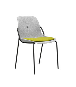 VEPA Felt Fine - PET Stoel Lichtgrijs - Zwart Frame - 100% recycle plastic en staal - Zitting Groen (Nederlands Product)