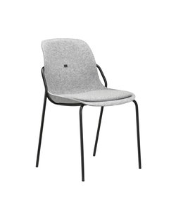 VEPA Felt Fine - PET Stoel Lichtgrijs - Zwart Frame - 100% recycle plastic en staal - Zitting Grijs (Nederlands Product)