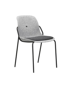 VEPA Felt Fine - PET Stoel Lichtgrijs - Zwart Frame - 100% recycle plastic en staal - Zitting Zwart (Nederlands Product)