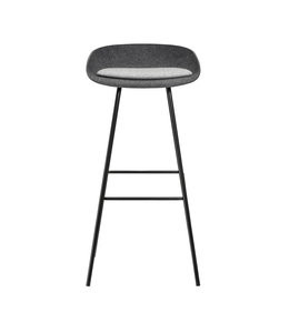 VEPA Felt High - PET Stoel Antraciet - Zwart Frame - 100% recycle plastic en staal - Zitting Grijs (Nederlands Product)