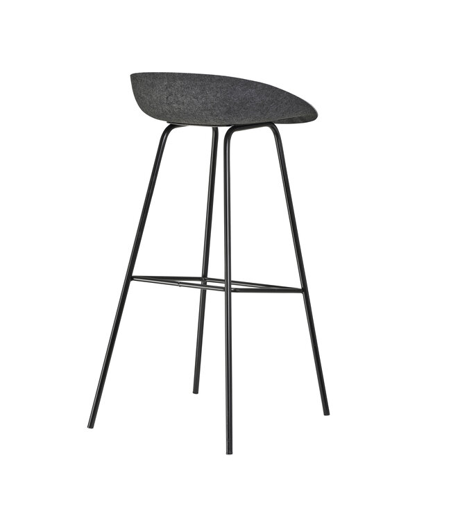 VEPA Felt High - PET Stoel Antraciet - Zwart Frame - 100% recycle plastic en staal - Zitting Grijs (Nederlands Product - BUUR Collectie)