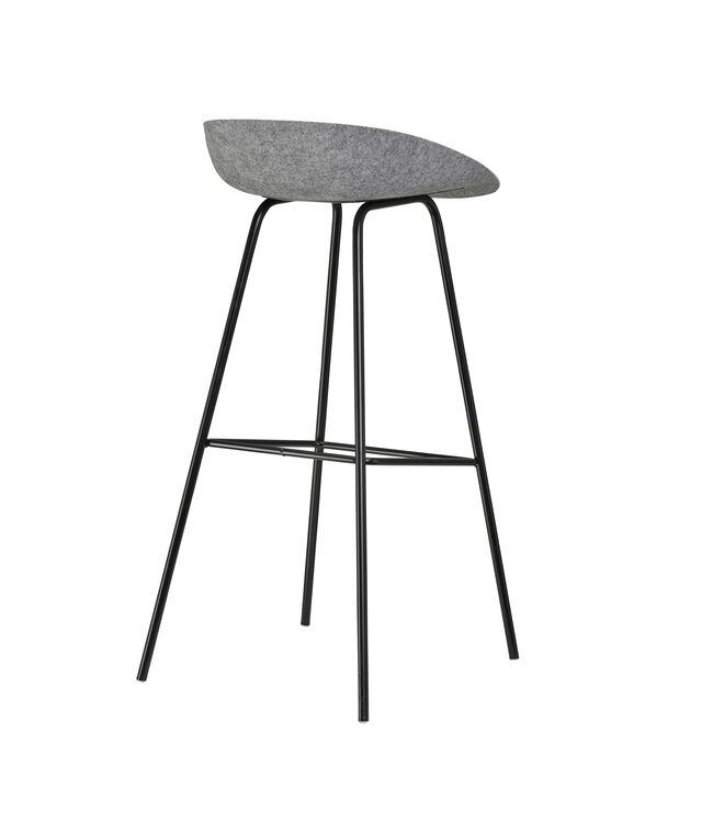 VEPA Felt High - PET Stoel Lichtgrijs - Zwart Frame - 100% recycle plastic en staal - Zitting Grijs (Nederlands Product - BUUR Collectie)