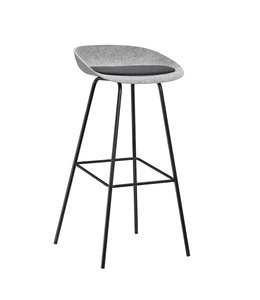 VEPA Felt High - PET Stoel Lichtgrijs - Zwart Frame - 100% recycle plastic en staal - Zitting Zwart (Nederlands Product)