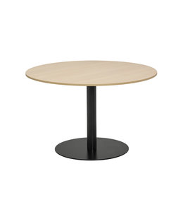 VEPA T60 - Kolomtafel Rond - 100x100 - 74cm hoogte - Eiken Whitewash - Zwart Frame (Nederlands Product)