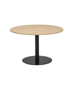 VEPA T60 - Kolomtafel Rond - 100x100 - 74cm hoogte - Eiken Natuur - Zwart Frame (Nederlands Product)