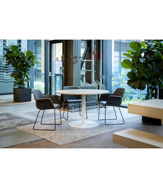 VEPA T60 - Kolomtafel Rond - 100x100 - 74cm hoogte - Eiken Natuur - Zwart Frame (Nederlands Product - BUUR Collectie)