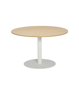 VEPA T60 - Kolomtafel Rond - 100x100 - 74cm hoogte - Eiken Natuur - Wit Frame (Nederlands Product)
