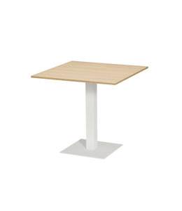 VEPA T60 - Kolomtafel Vierkant - 80x80 - 74cm hoogte - Eiken Natuur - Wit Frame (Nederlands Product)