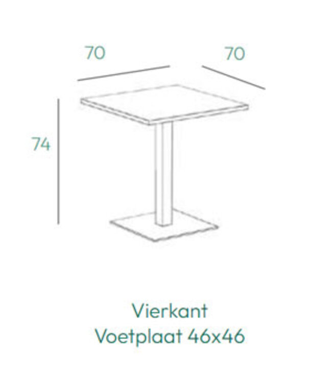 VEPA T60 - Kolomtafel Vierkant - 70x70 - 74cm hoogte - Wit - Zwart Frame (Nederlands Product - BUUR Collectie)