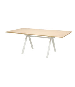 VEPA Vergadertafel VPAX 200x120 - 75cm - Eiken Whitewash - Wit frame