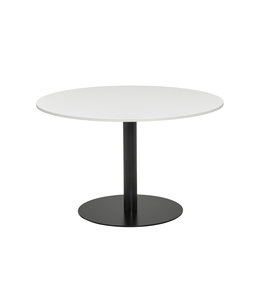 VEPA T60 - Kolomtafel Rond - 120x120 - 74cm hoogte - Wit - Zwart Frame (Nederlands Product)
