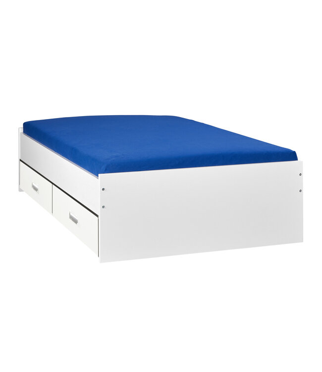 BEUK Bed met opbergruimte | 160x200 | Wit | Inclusief witte lades | 2 stuks 83cm diep
