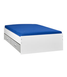 BEUK Bed met opbergruimte 120x200 Wit - aluminium lades