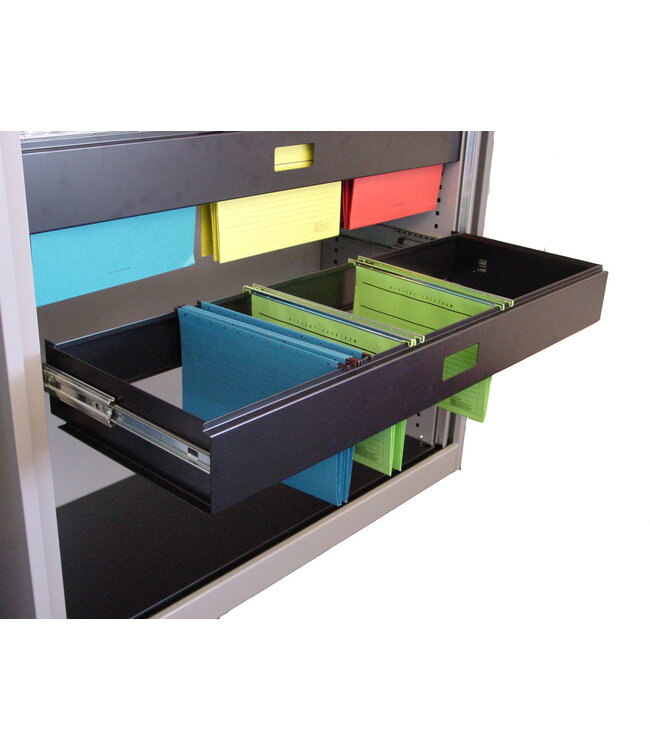 VEPA Archiefkast met slot - 120cm breed -  Roldeurkast 123x120x45 - 2 legplanken  - Zwart (Nederlands Product - BUUR Collectie)