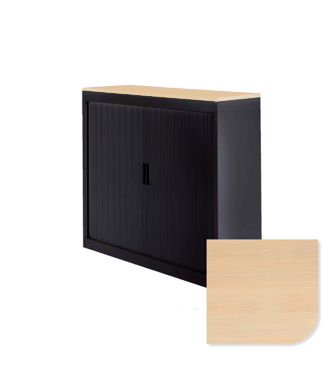 VEPA Archiefkast met slot - 120cm breed -  Roldeurkast 123x120x45 - 2 legplanken  - Zwart (Nederlands Product - BUUR Collectie)