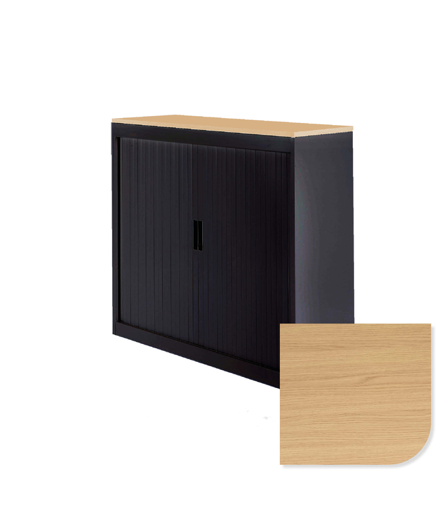 VEPA Archiefkast met slot - 120cm breed -  Roldeurkast 123x120x45 - 2 legplanken  - Zwart (Nederlands Product - BUUR Collectie)