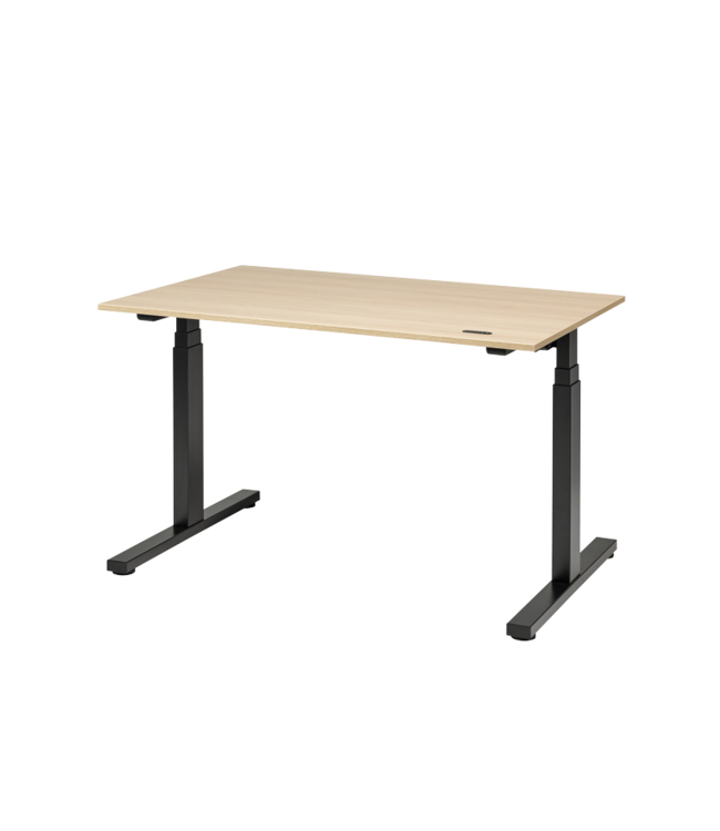 VEPA Presto R  -  Verstelbaar bureau - 160x80 - Eiken Whitewash - Zwart frame (Nederlands Product - BUUR Collectie)