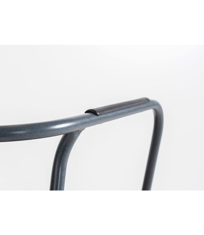 VEPA Hemp Fine - Hennep Stoel - Zwart Frame - 100% recycle biomateriaal en staal - Zitting Grijs - Met Armleggers (Nederlands Product - BUUR Collectie)