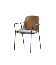 VEPA Hemp Fine - Hennep Stoel - Zwart Frame - 100% recycle biomateriaal en staal - Zitting Grijs - Met Armleggers (Nederlands Product - BUUR Collectie)