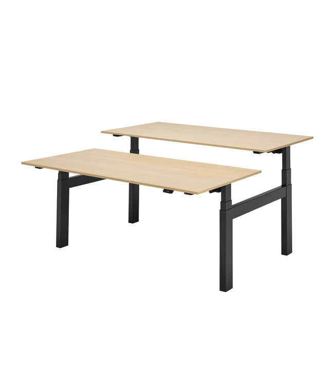 VEPA Presto R Duo   -  Zit Sta bureau - 180x80 - Eiken Whitewash - Zwart frame