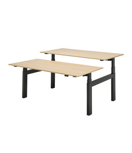 VEPA Zit-sta bureau 160x80 - Eiken Whitewash - Zwart frame - Presto R Duo