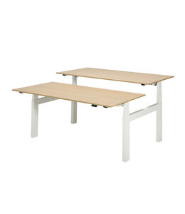 VEPA Zit-sta bureau 120x80 - Eiken Whitewash - Wit frame - Presto R Duo