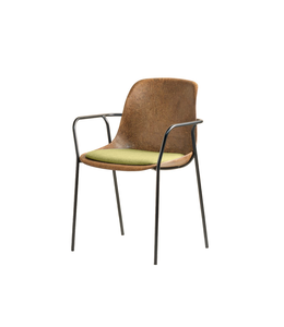 VEPA Hemp Fine - Hennep Stoel - Zwart Frame - 100% recycle biomateriaal en staal - Zitting Groen - Met Armleggers (Nederlands Product - BUUR Collectie)