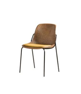 VEPA Hemp Fine - Hennep Stoel - Zwart Frame - 100% recycle biomateriaal en staal - Zitting Geel | Oranje (Nederlands Product - BUUR Collectie)