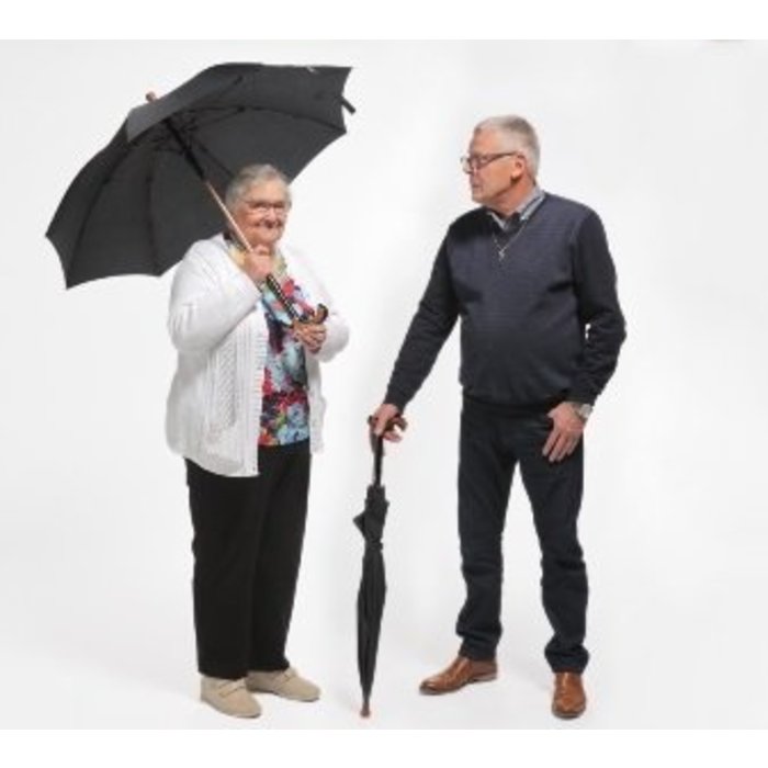 Umbrella/walking stick combination black