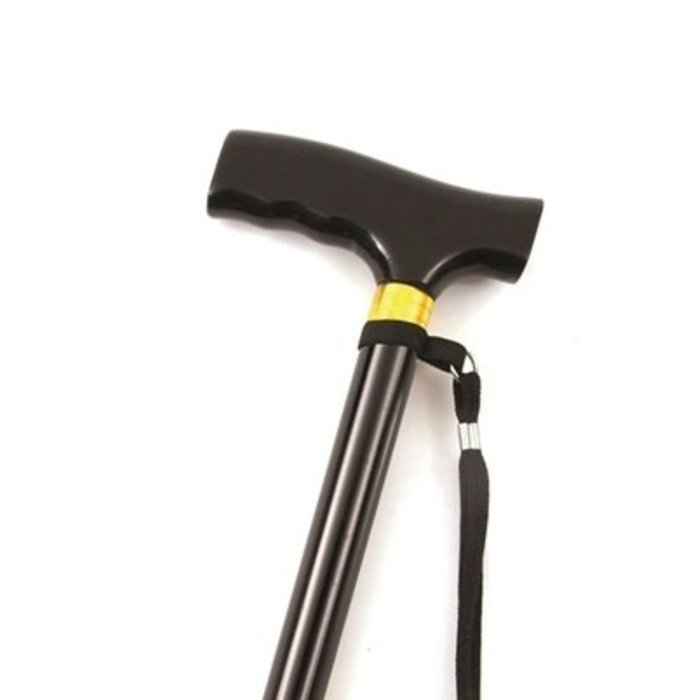 Lightweight aluminum walking stick black - foldable, length 84 - 94 cm