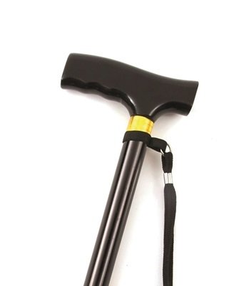 Canne de marche légère en aluminium noir - pliable, longueur 84 - 94 cm