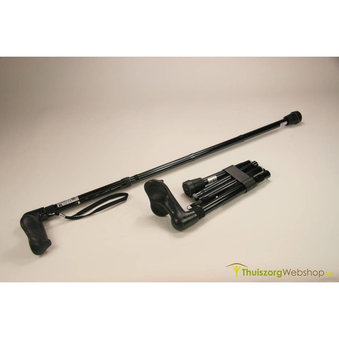 Foldable walking stick with anatomical handle