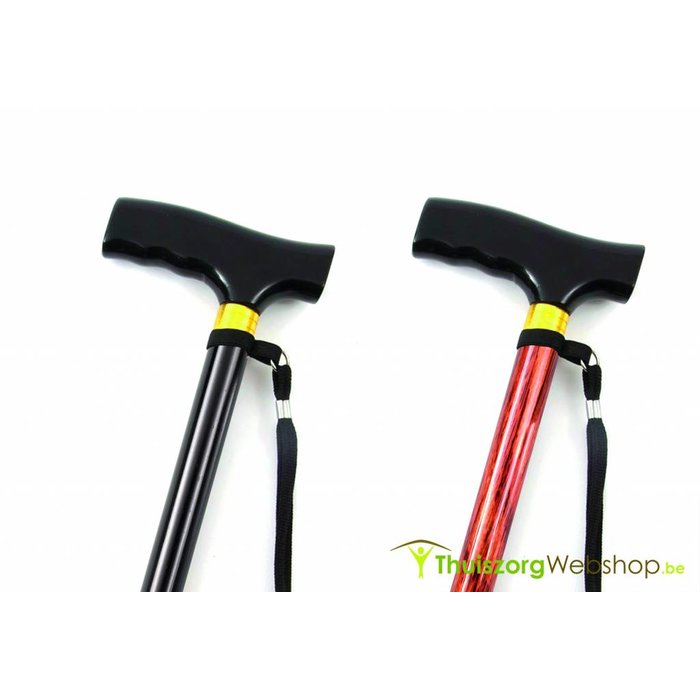 Lightweight aluminum walking stick black - foldable, length 84 - 94 cm