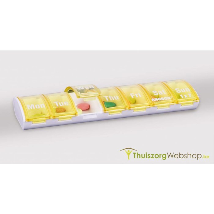 Pill box Anabox for 1 week, 1 compartment per day - NL or FR