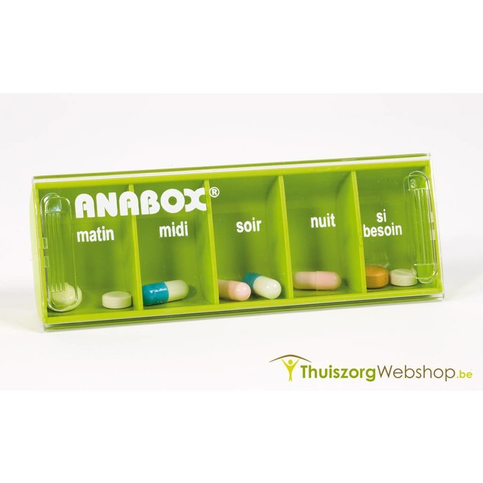 Pill box Anabox for 1 day 5 compartments - NL or FR